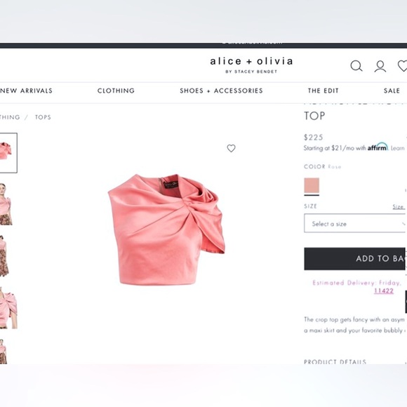 Alice + Olivia Ada Light Pink Ruffle Crop Top - Picture 3 of 16